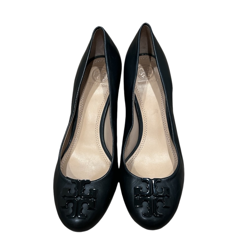 Tory Burch wedge heels Lowell leather round toe black 8.5